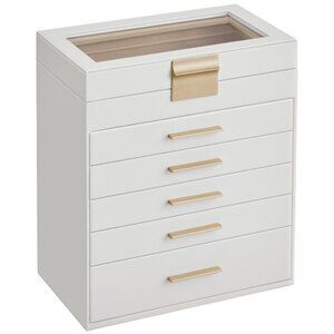 Songmics 6 Layer Jewelry Box w/Glass Lid